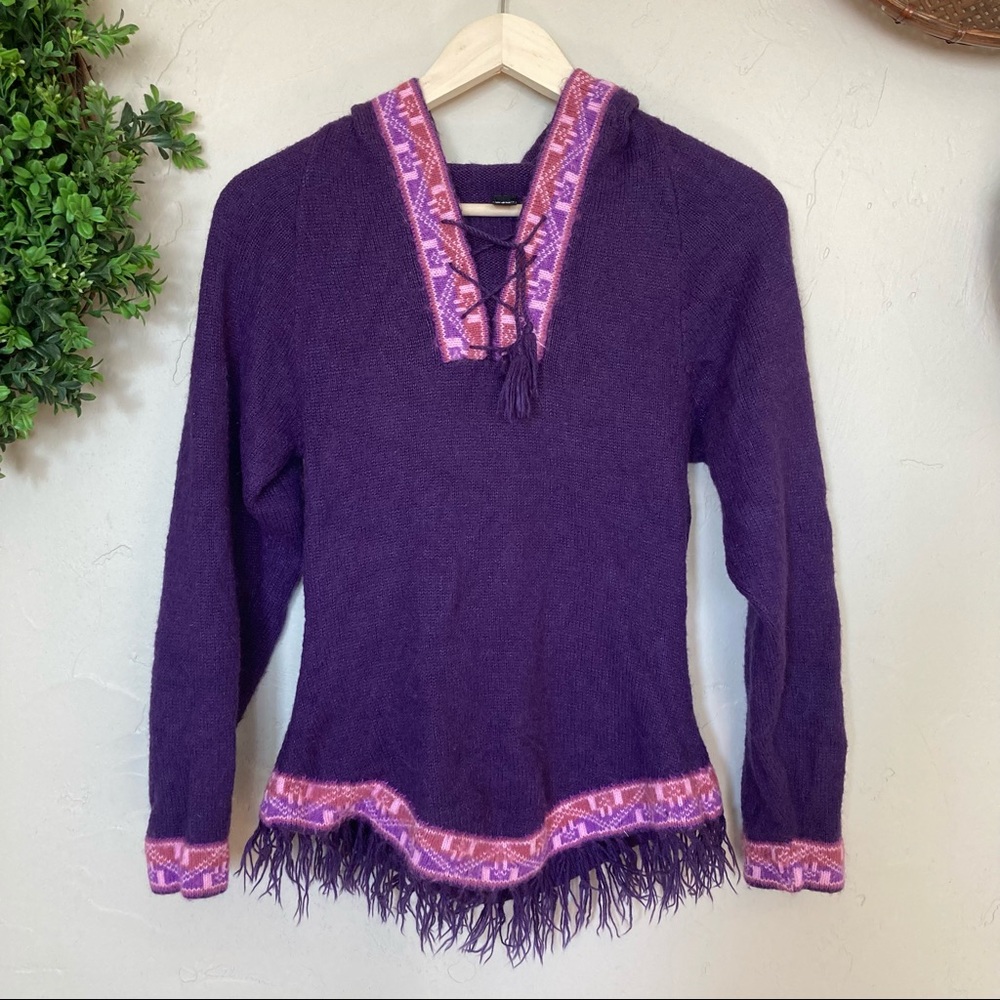 Alpaca fringe sweater medium
